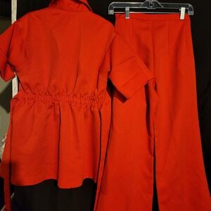 Orange 2 pieces pregnancy pants suit set
